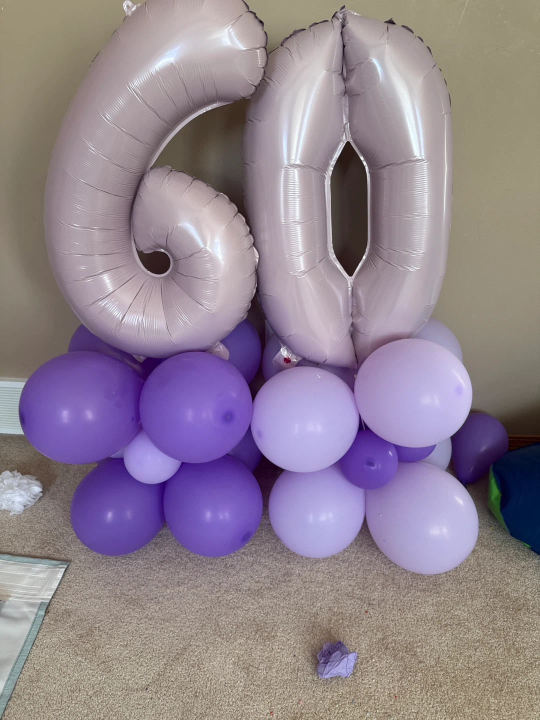 60th Birthday Balloons - Purple & Pink