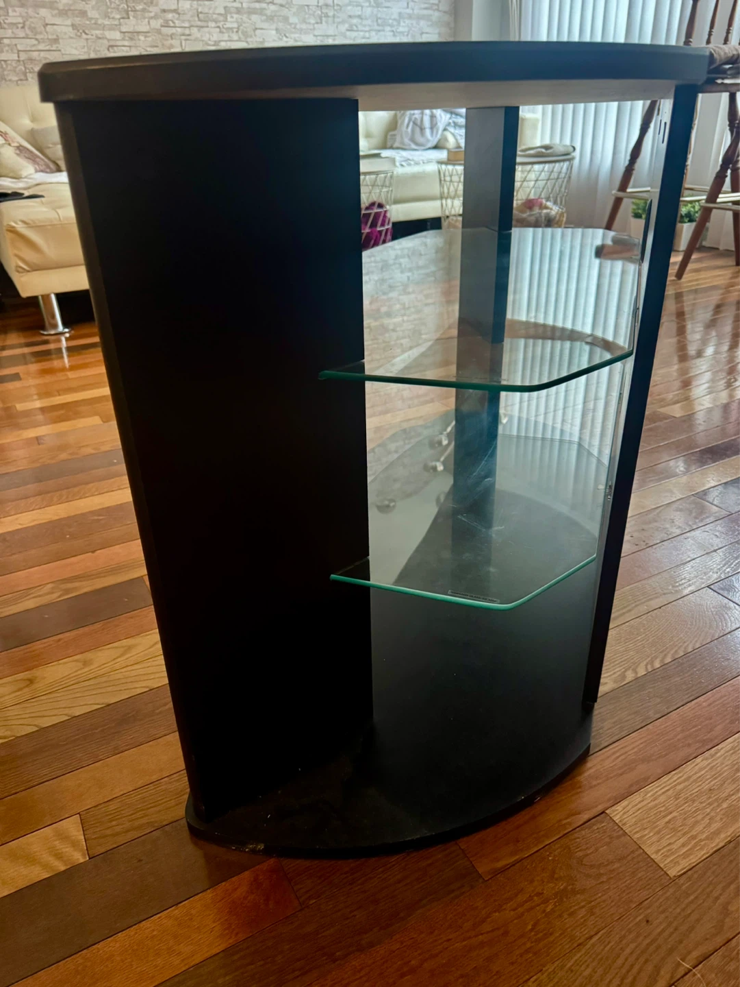 Black TV Stand with Glass Shelves - photo 3