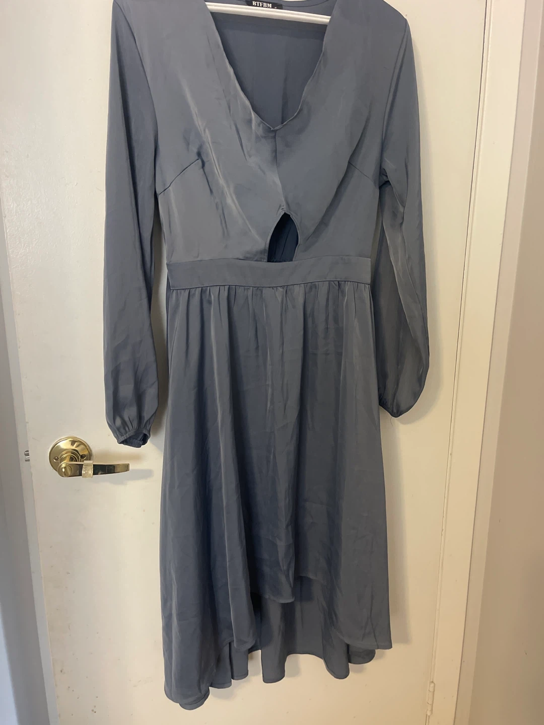 Grey Long Sleeve Cutout Dress