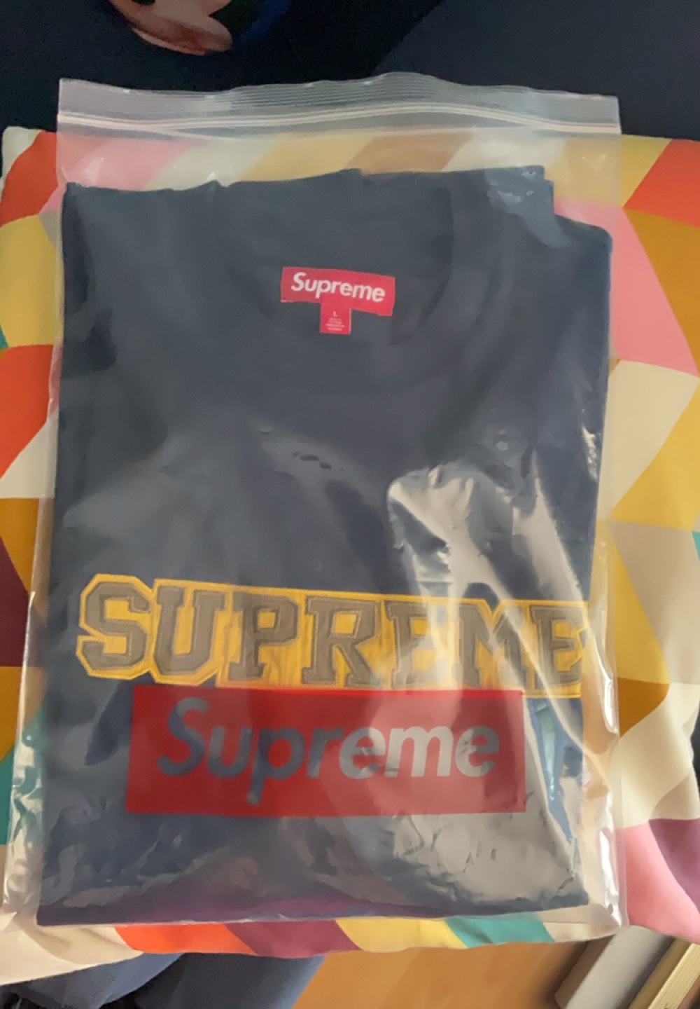 brand new Supreme Satin Appliqué S/S Top Navy Size L - photo 3