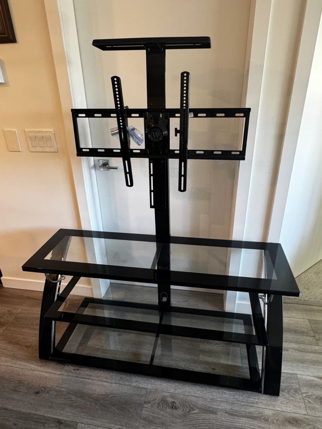 Black Glass TV Stand with Mount