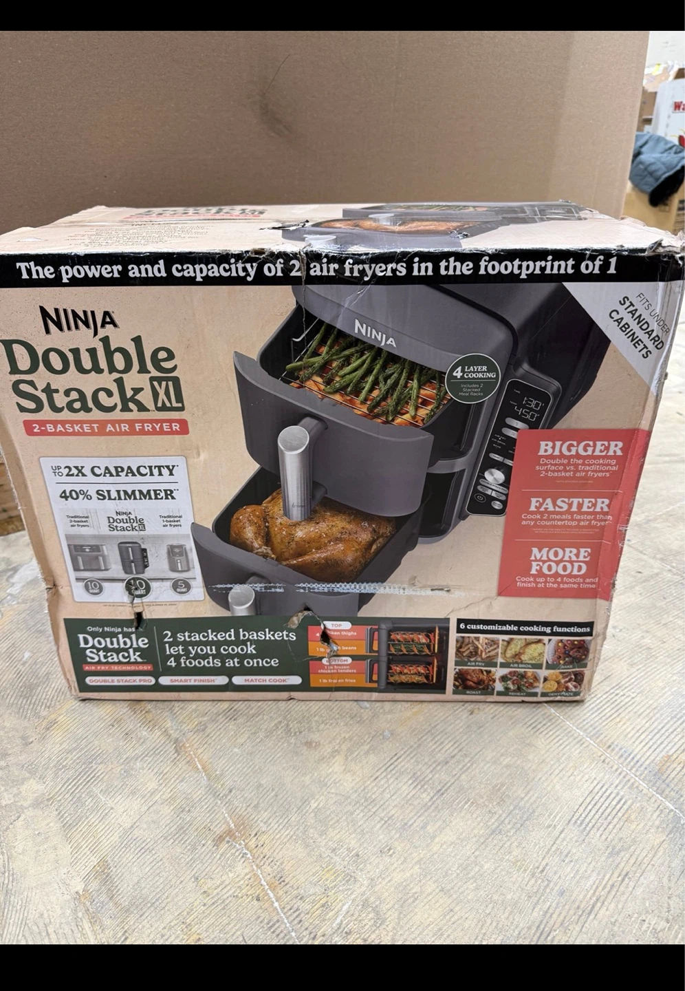 Ninja double stack XL 10qt, 6 in 1, 2 basket air fryer