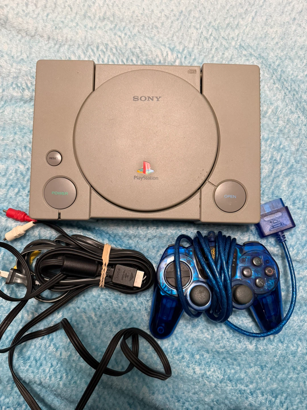 Sony PlayStation 1 Console with Controller and Cables