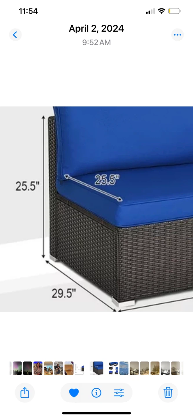 Blue Outdoor Wicker Sofa Section with Cushions - photo 3