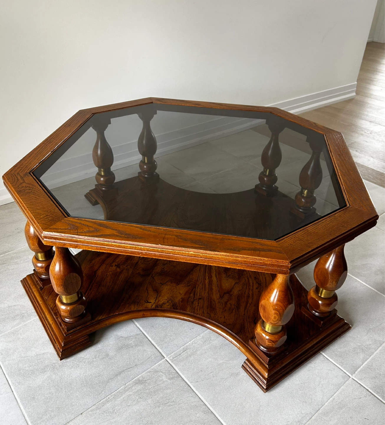 Vintage Coffee Table with Glass Top