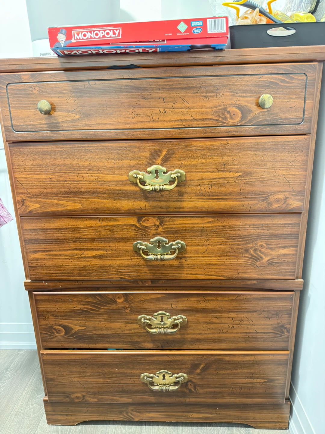Vintage Wood Dresser with 5 Drawers - photo 2