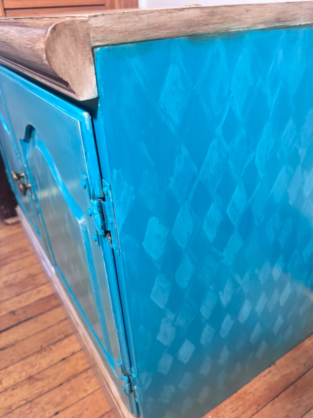 Turquoise Cabinet with Wooden Top - photo 5