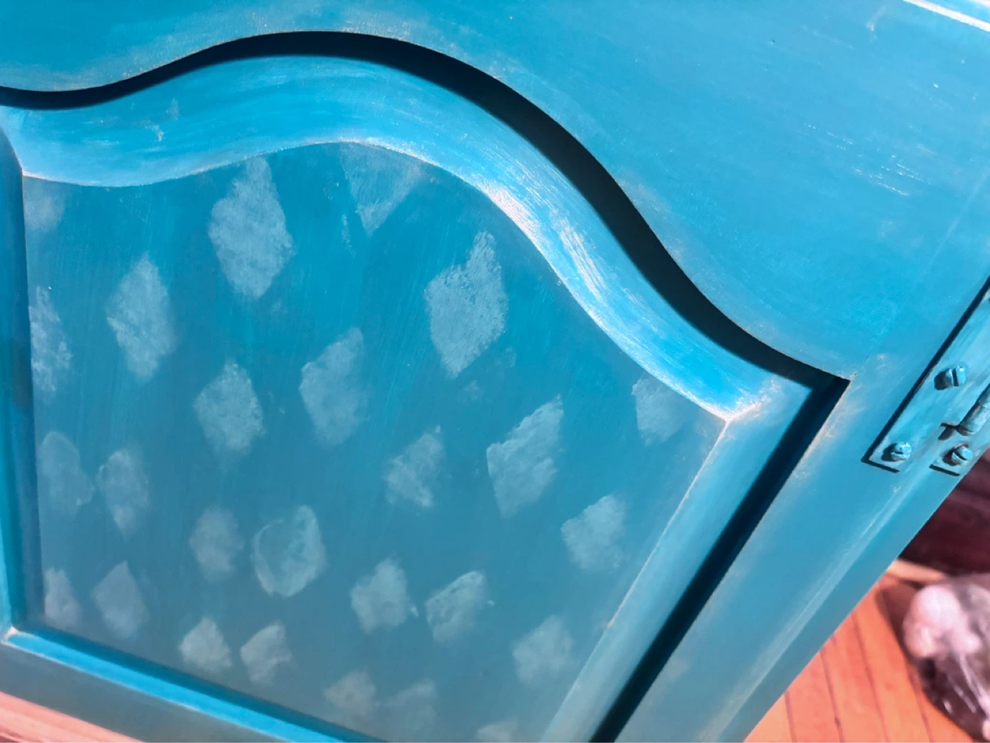 Turquoise Cabinet with Wooden Top - photo 4
