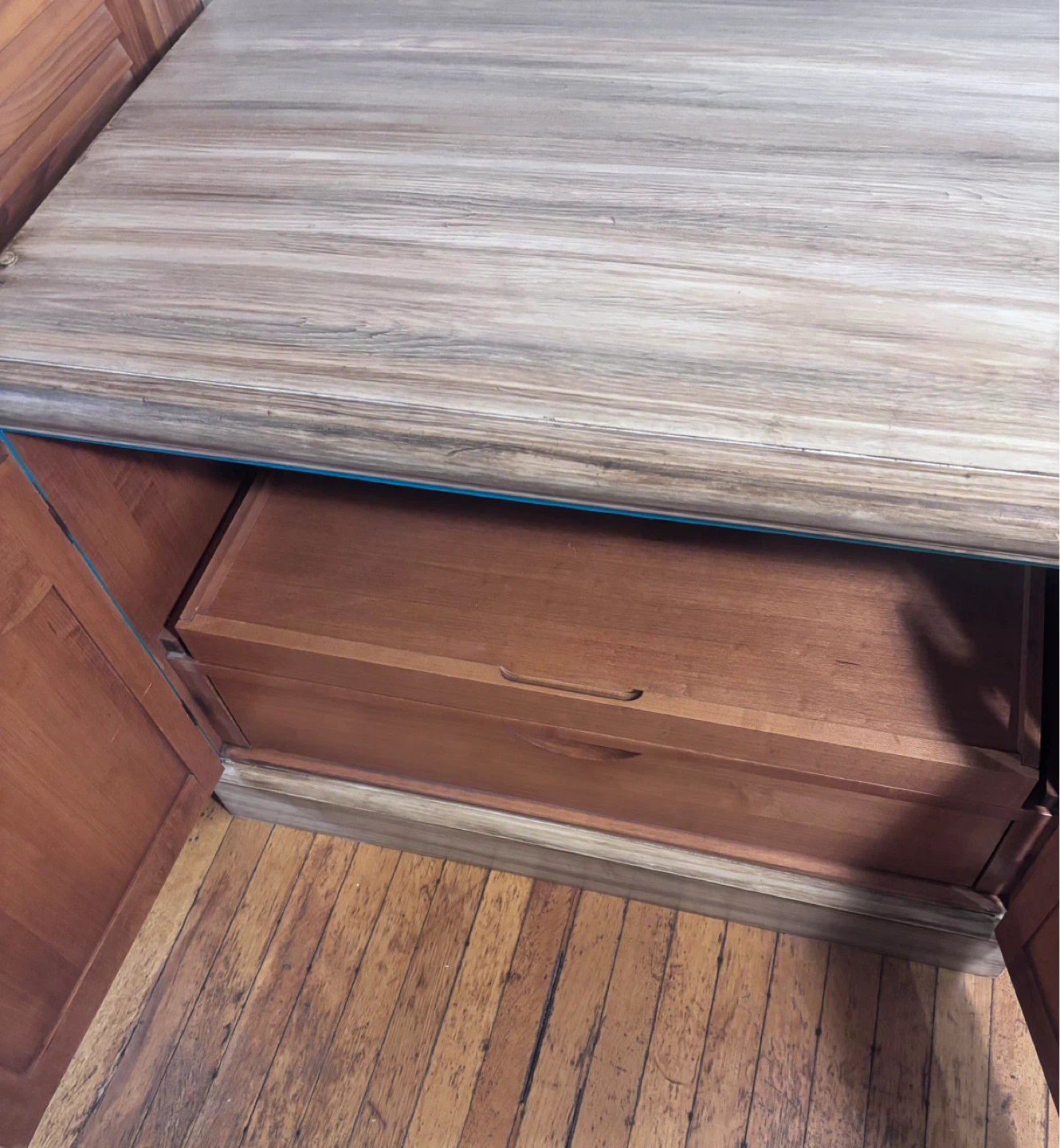 Turquoise Cabinet with Wooden Top - photo 3