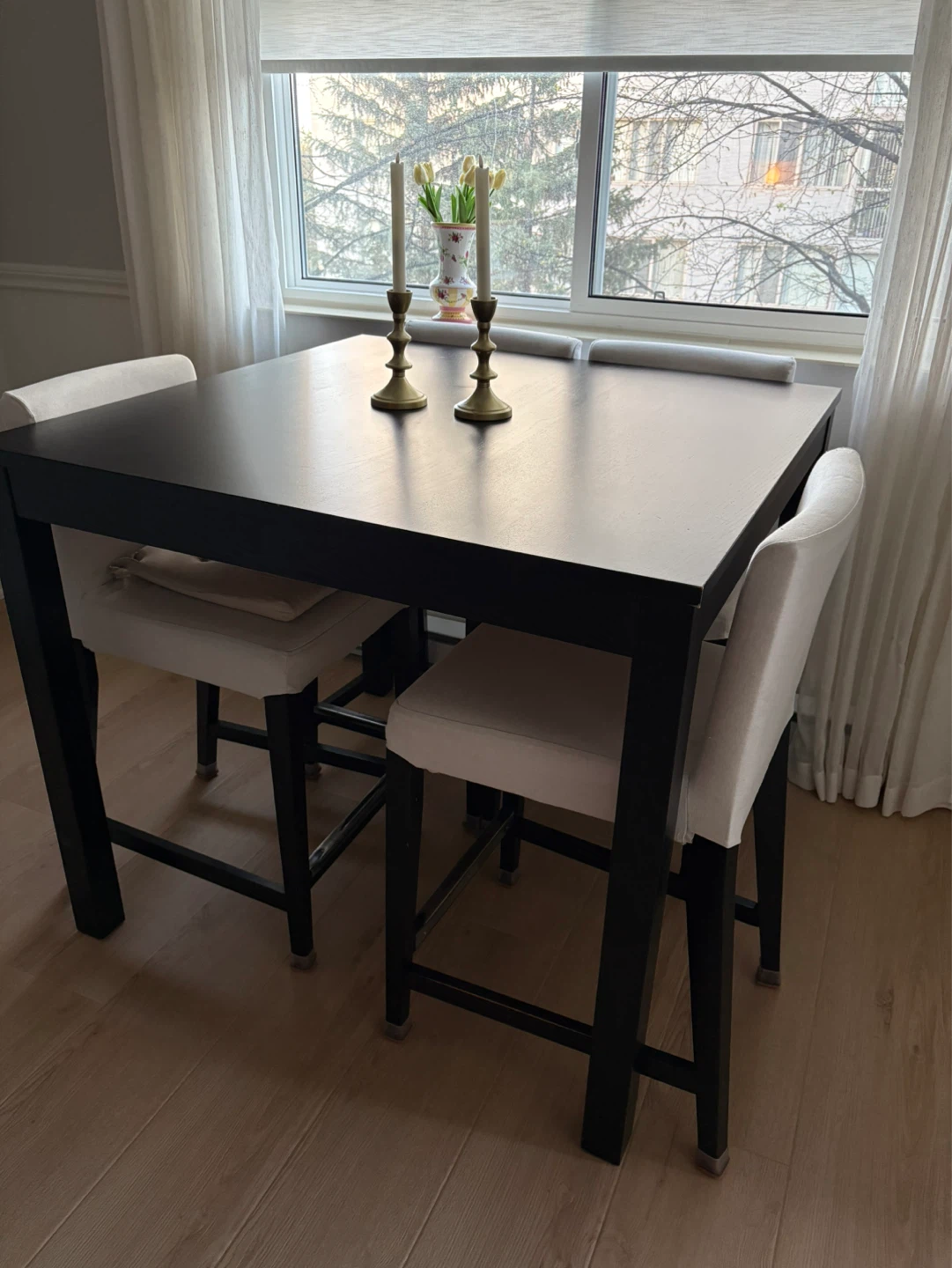 Black Dining Table with 2 Chairs