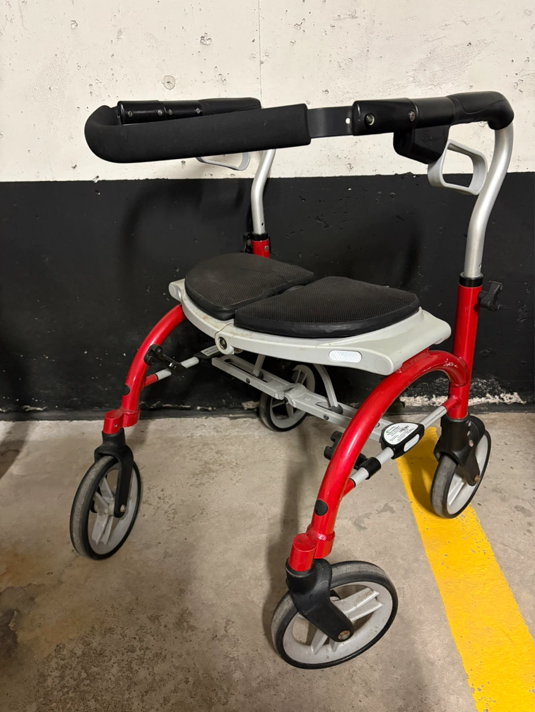 Red and Silver Walker with Seat