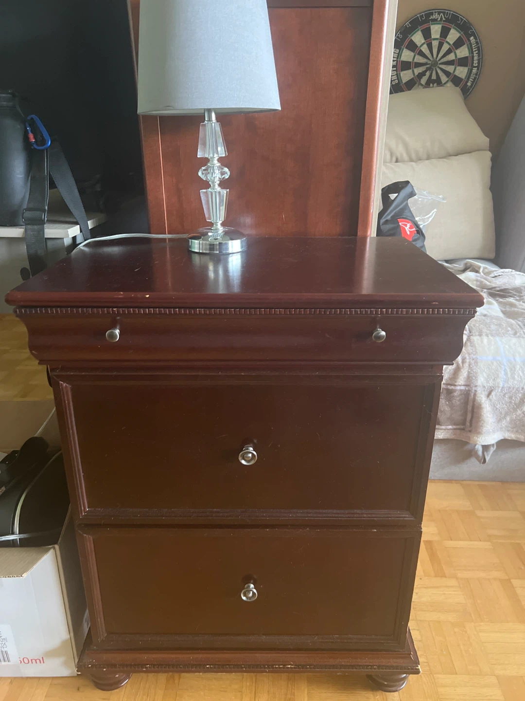 Dark Brown 3-Drawer Nightstand