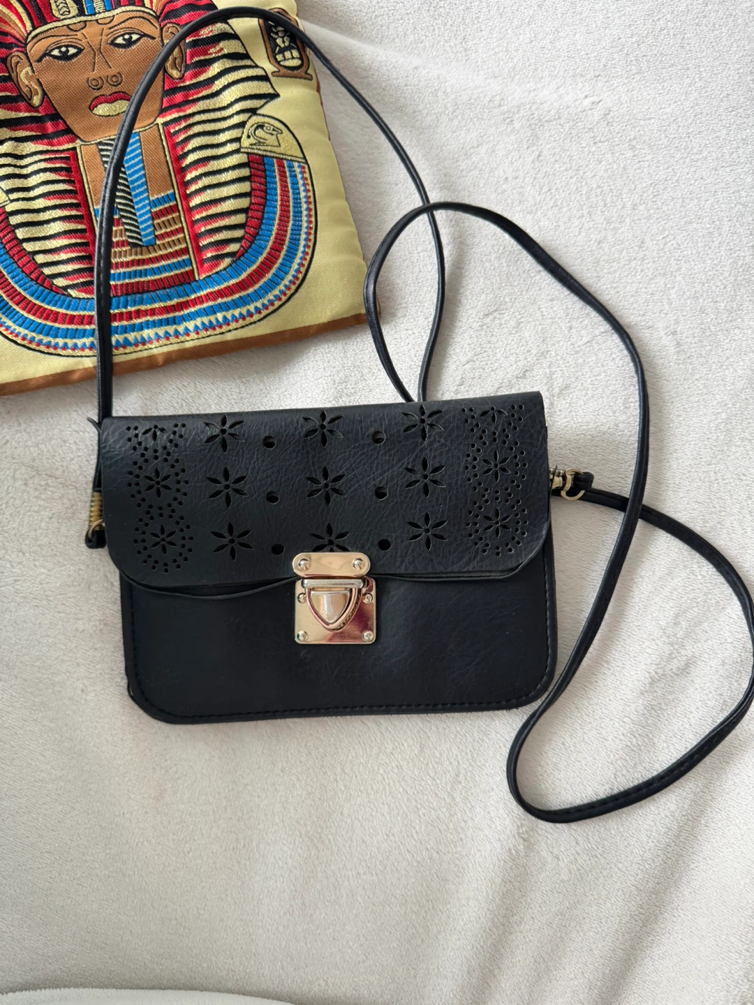 Black Faux Leather Crossbody Purse
