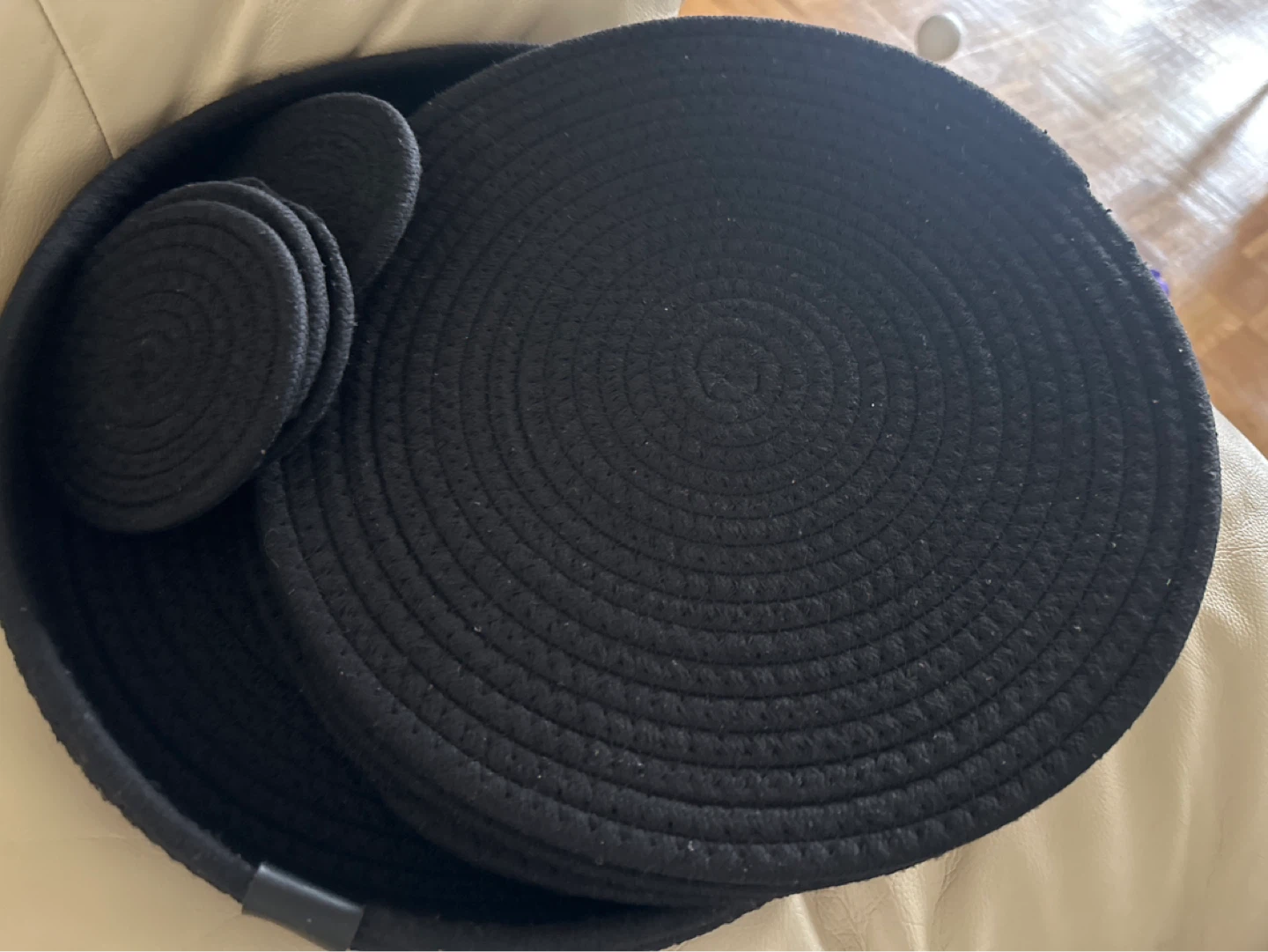 Set of Black Woven Placemats and Coasters - photo 2