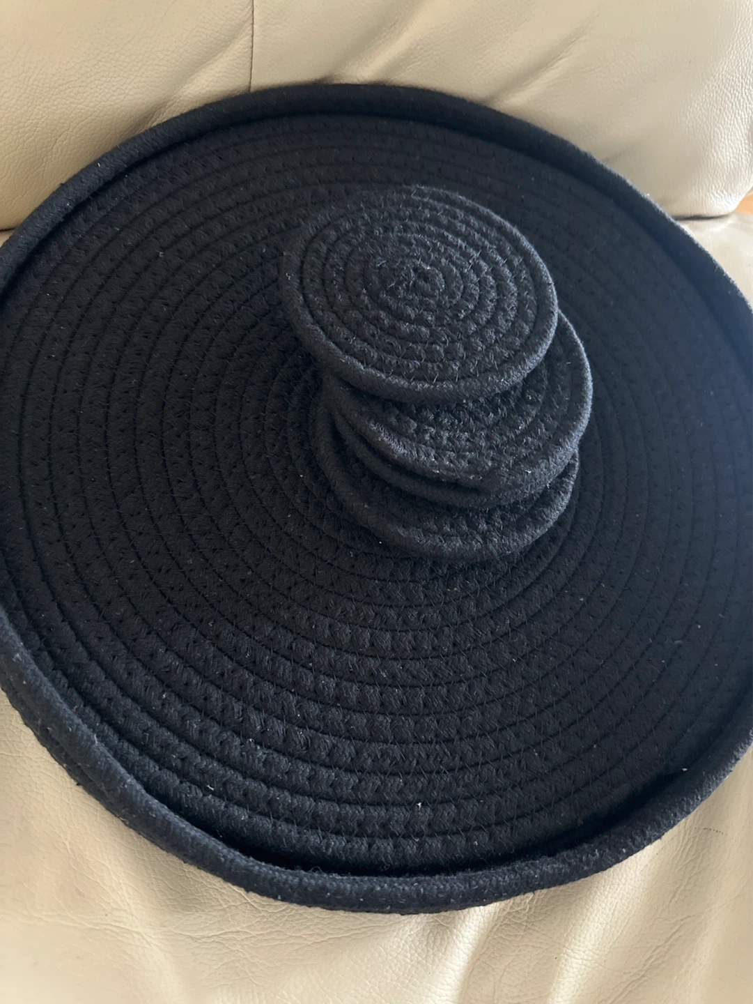 Set of Black Woven Placemats and Coasters