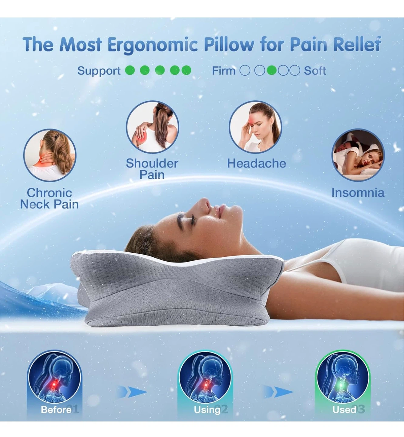 Ergonomic Memory Foam Pillow for Pain Relief - photo 3