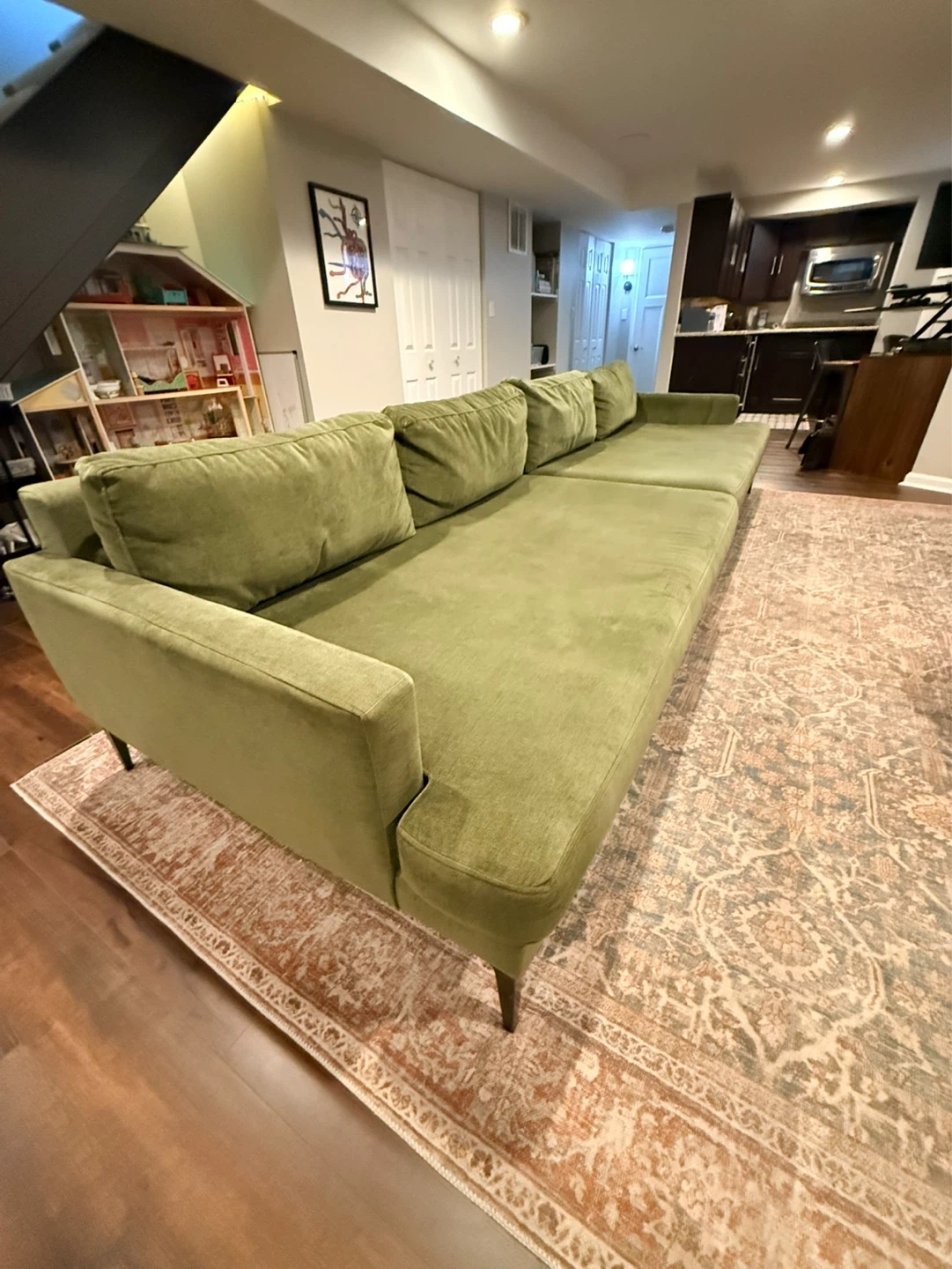 West Elm Green Velvet Sofa