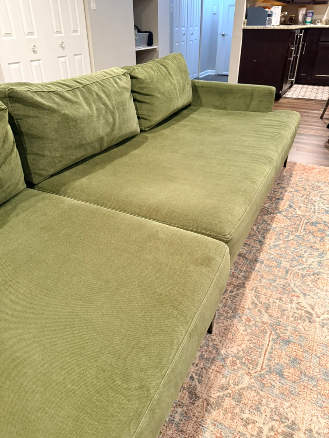 West Elm Green Velvet Sofa - photo 3