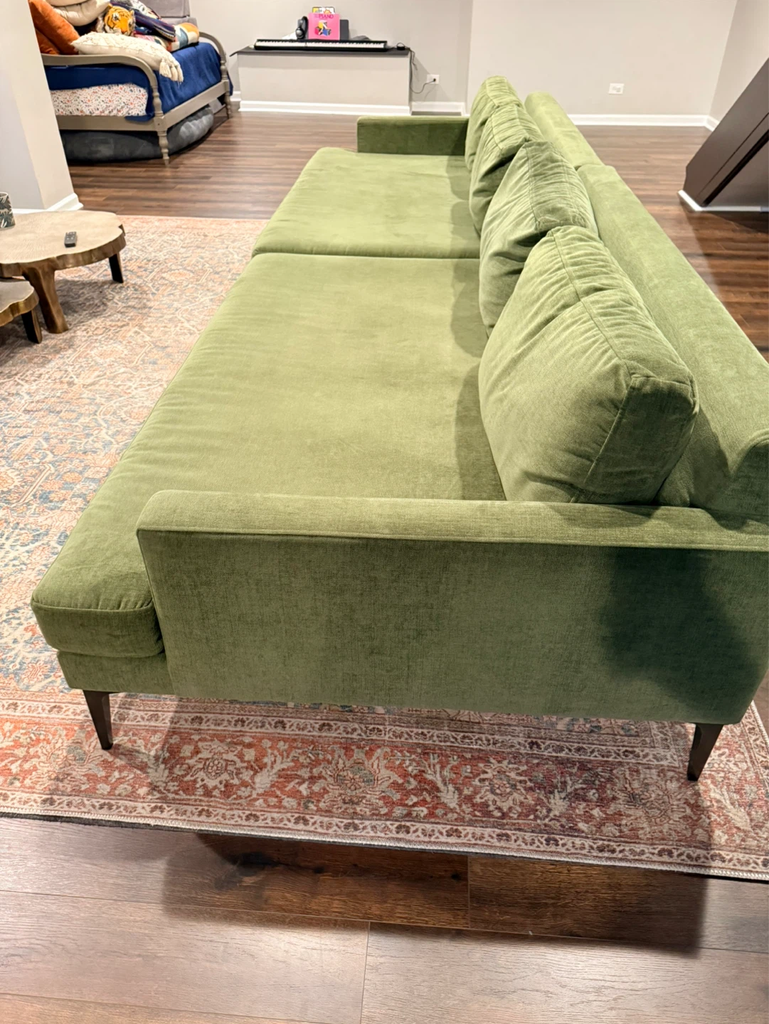 West Elm Green Velvet Sofa - photo 2