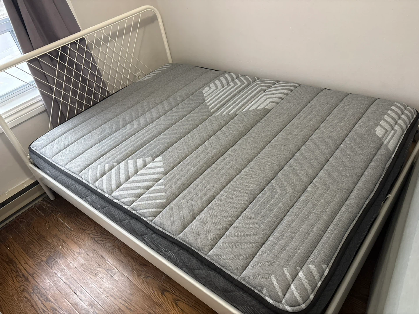 IKEA White Metal Bed Frame with Mattress - photo 2