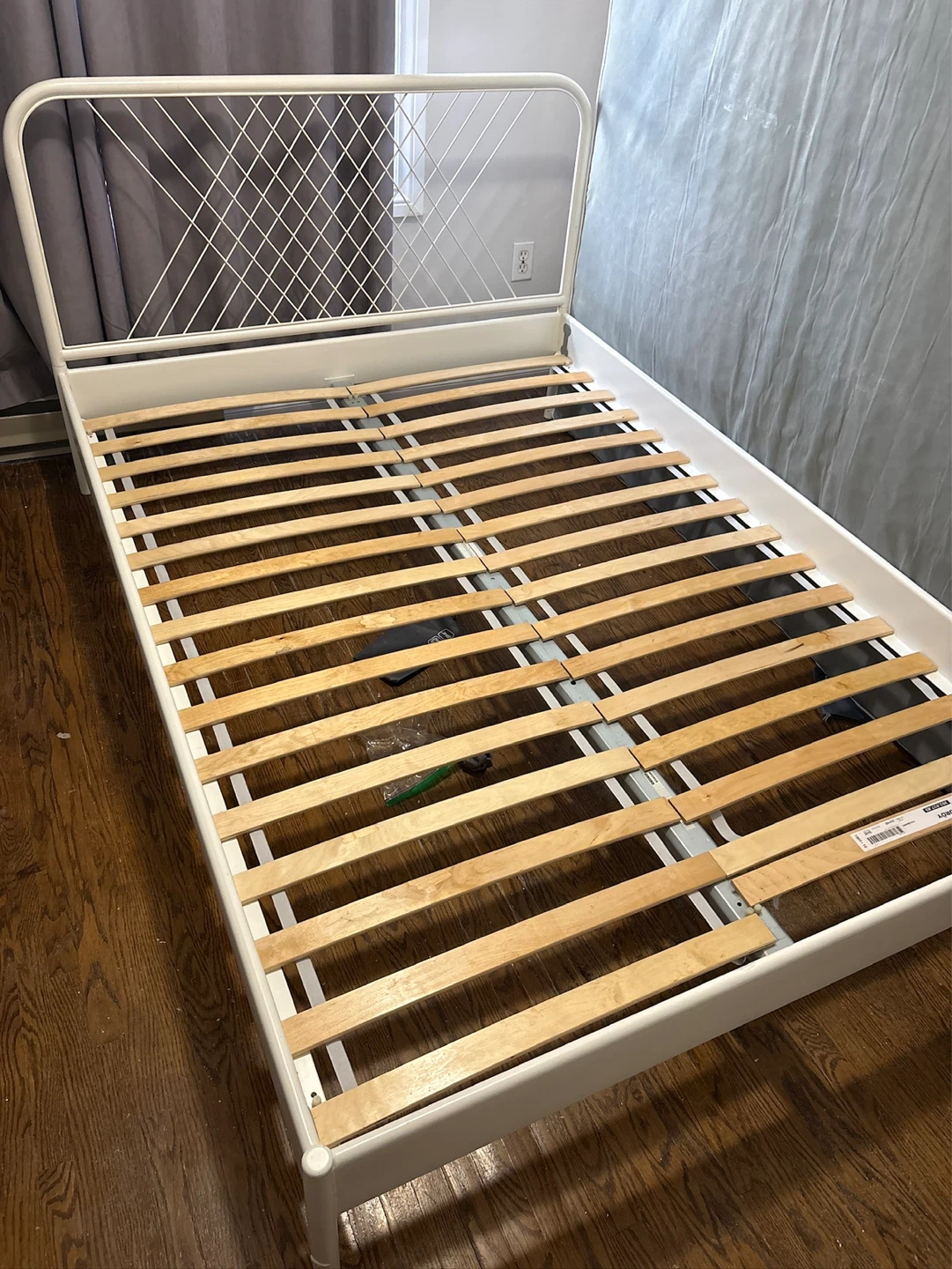 IKEA White Metal Bed Frame with Mattress