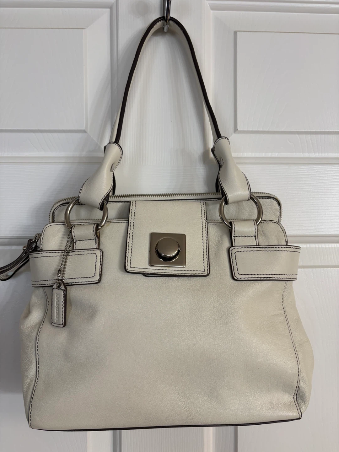 Danier Cream Leather Satchel Bag