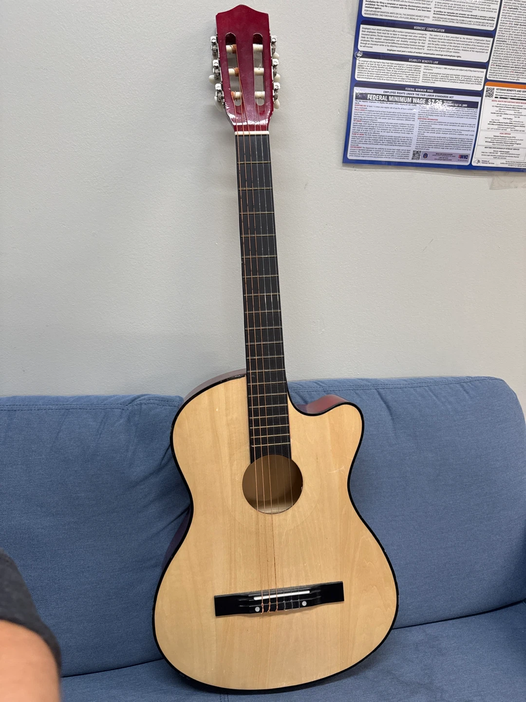 Acoustic Guitar - Red and Natural Wood