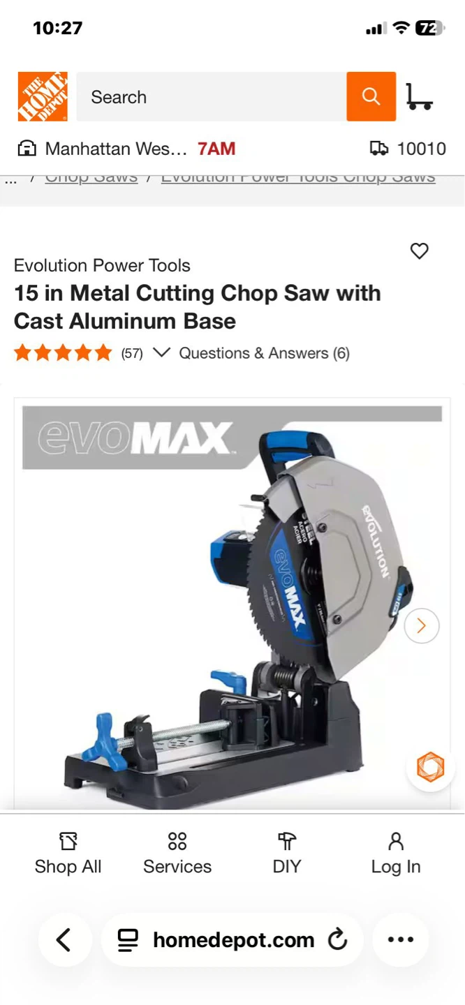 Evolution 15" Metal Cutting Chop Saw with Cast Aluminum Base