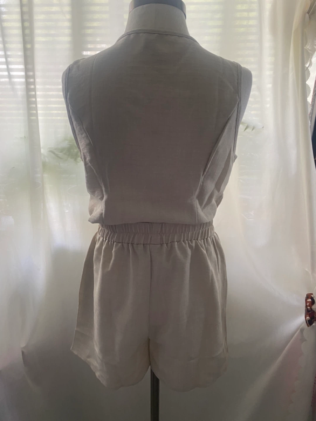 Women's Linen Blend Vest and Shorts Set - Medium - photo 2