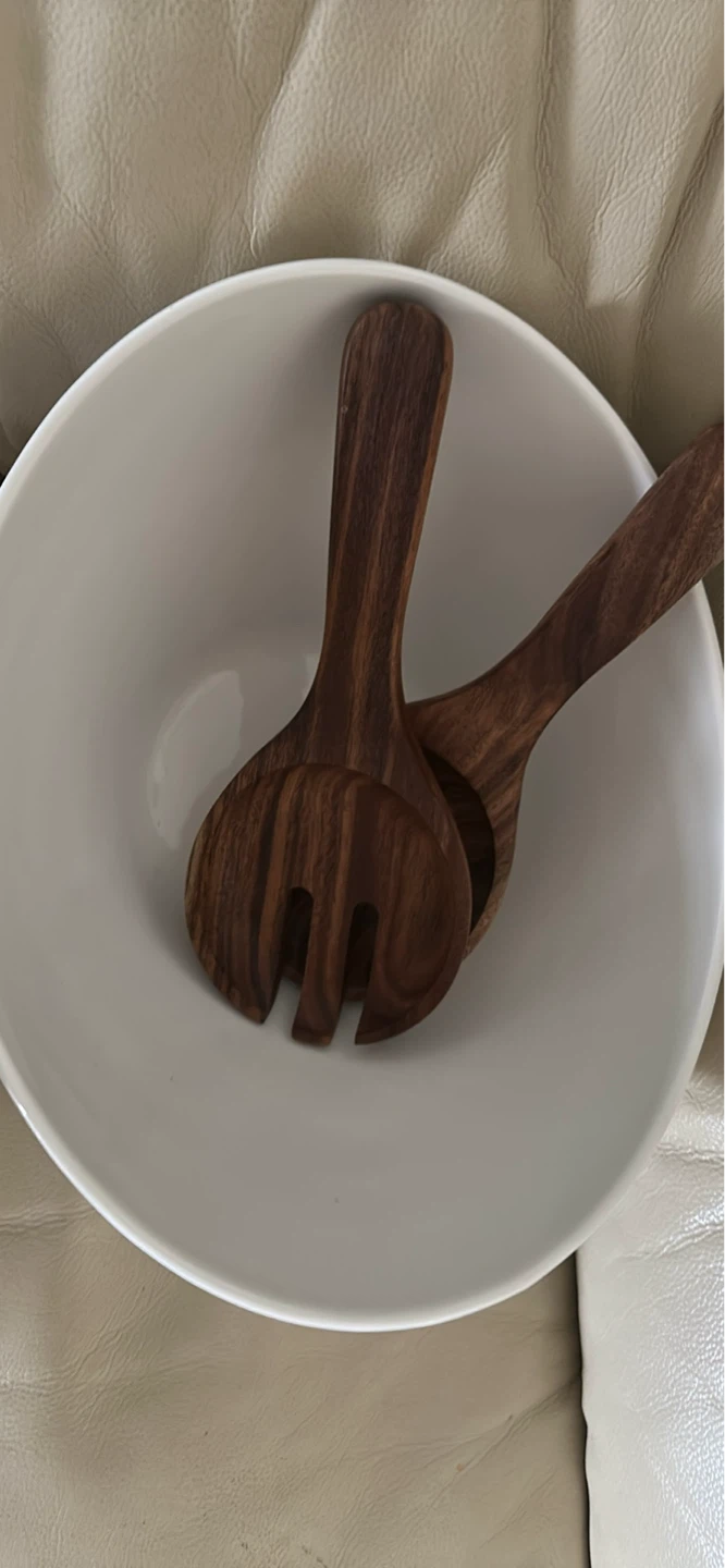 Qlans Salad Bowl with Wooden Servers