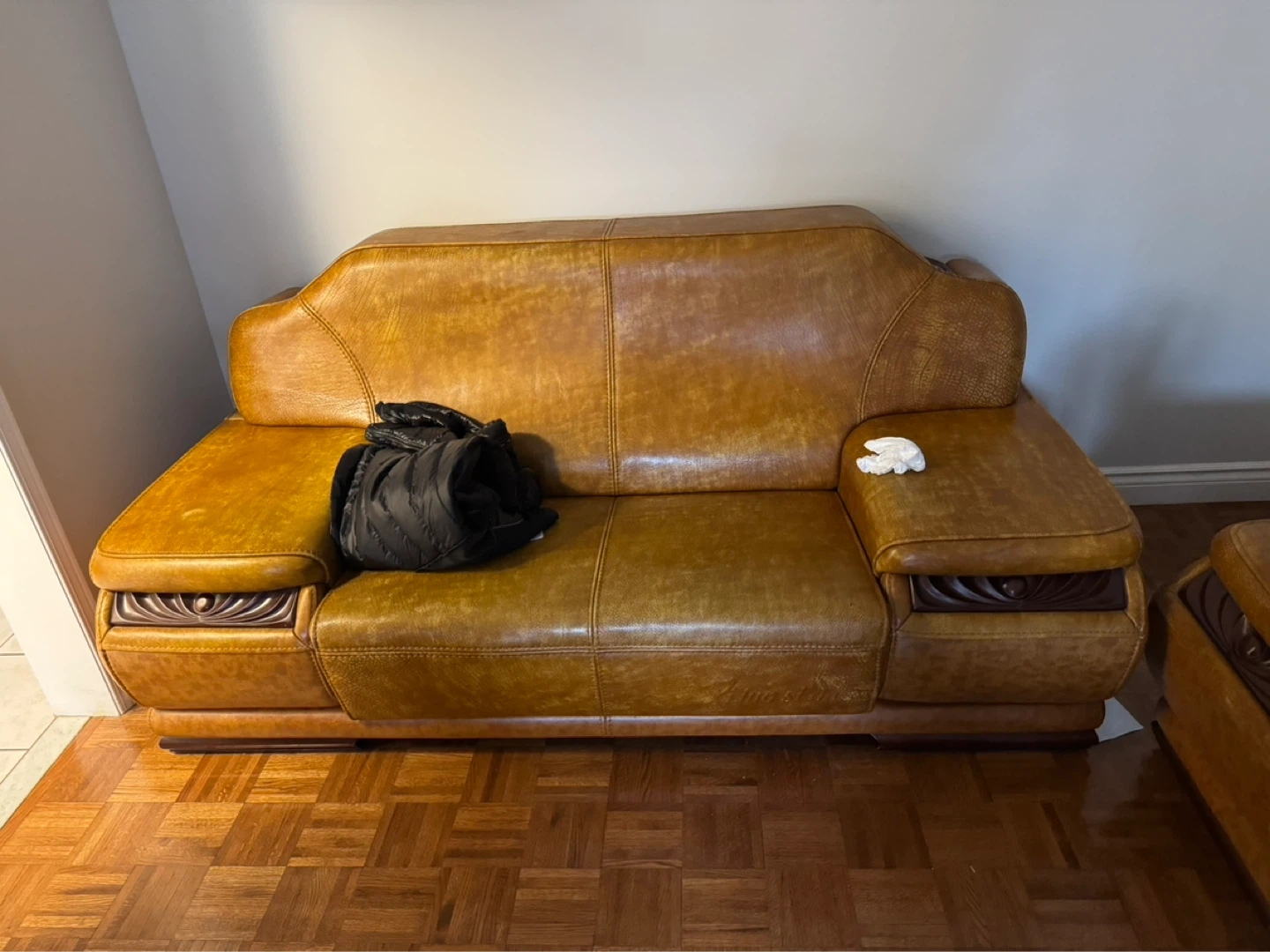 3 Brown Leather Sofa and Armchair Set - photo 2