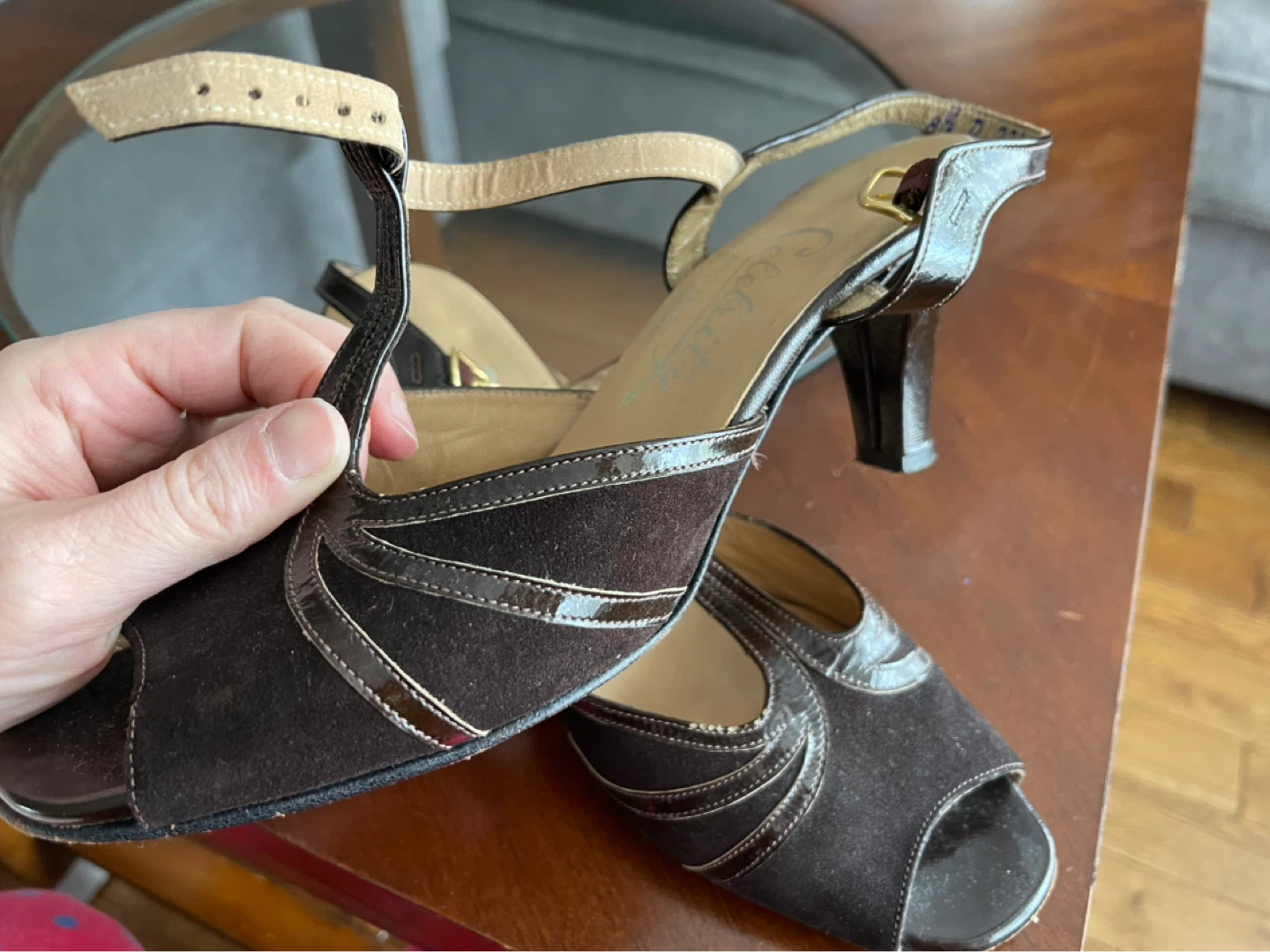 Celebrity Handmade Women's Brown Suede Peep Toe Heels - Size 8.5 - photo 2