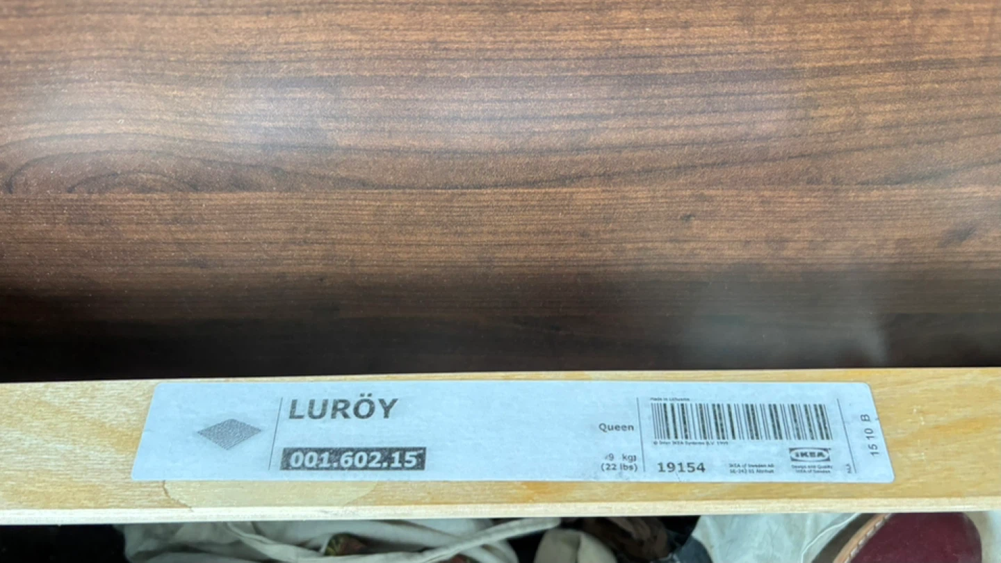 IKEA Luroy Queen Bed Frame with 4 drawers and 2 Nightstand