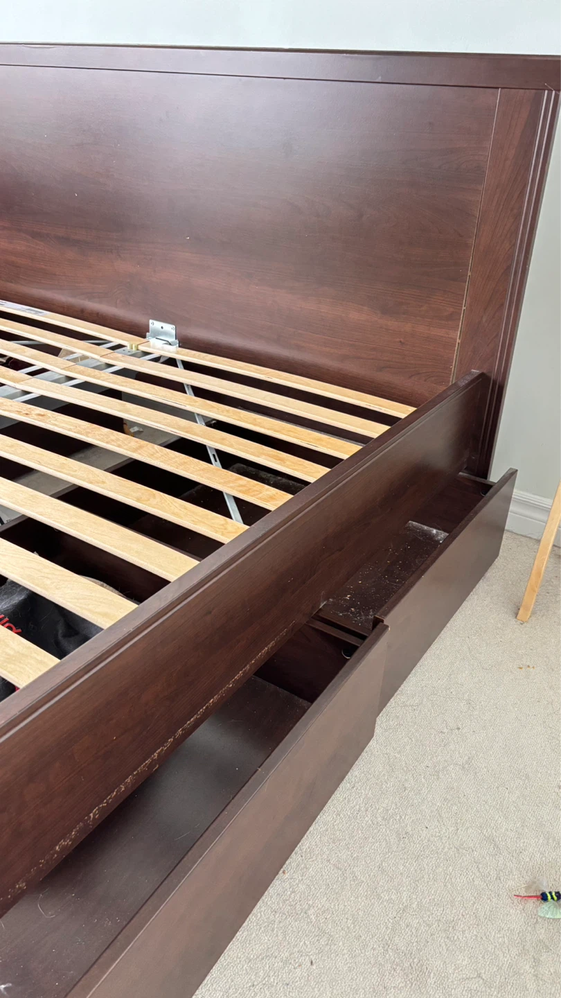 IKEA Luroy Queen Bed Frame with 4 drawers and 2 Nightstand - photo 3