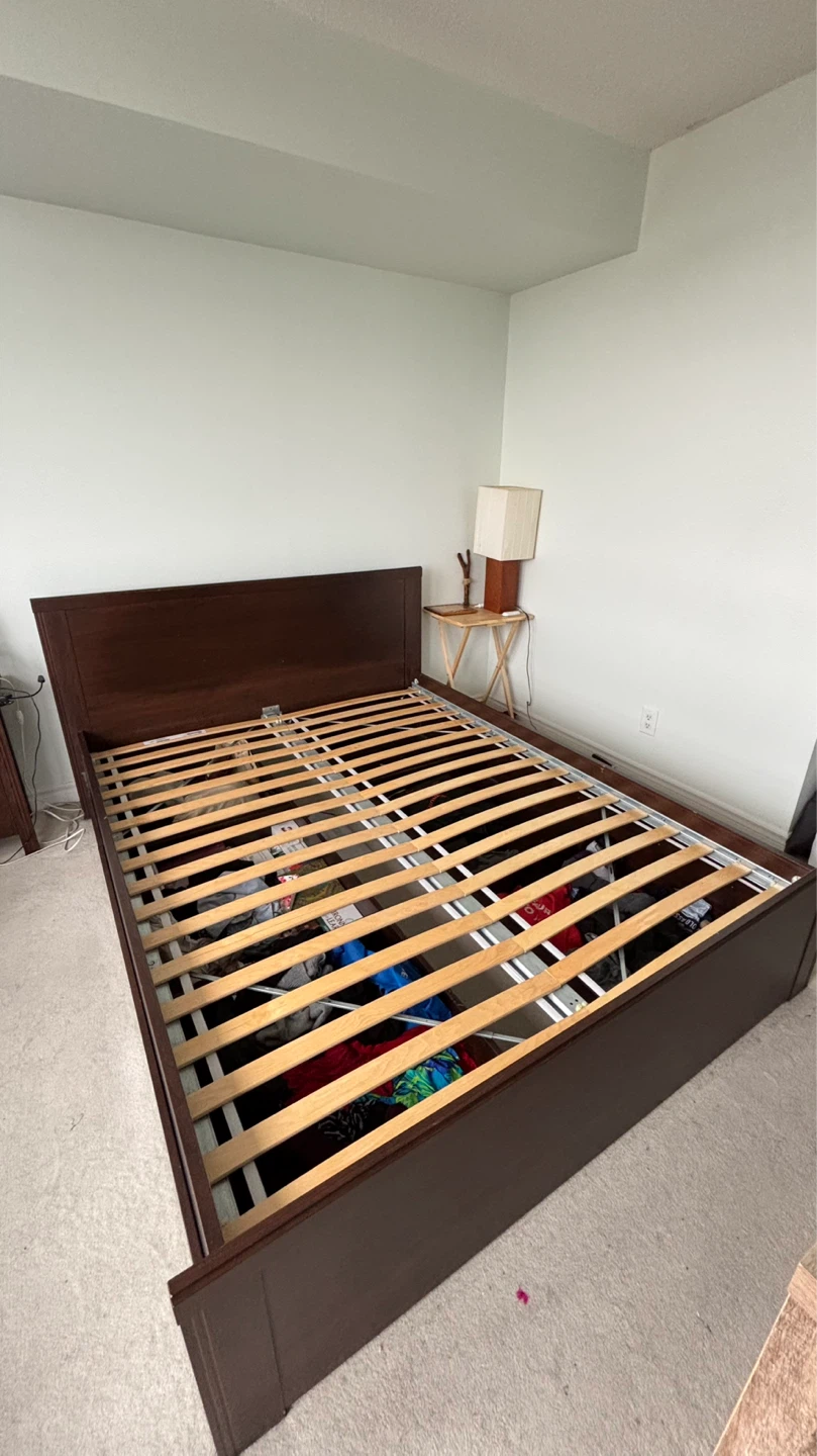 IKEA Luroy Queen Bed Frame with 4 drawers and 2 Nightstand - photo 2