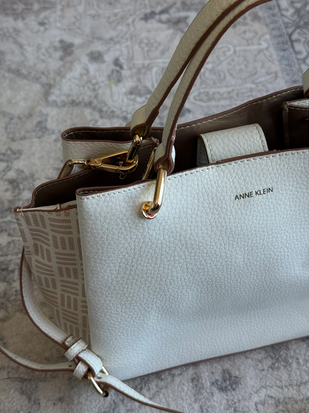 Anne Klein White Leather Satchel Handbag - photo 3