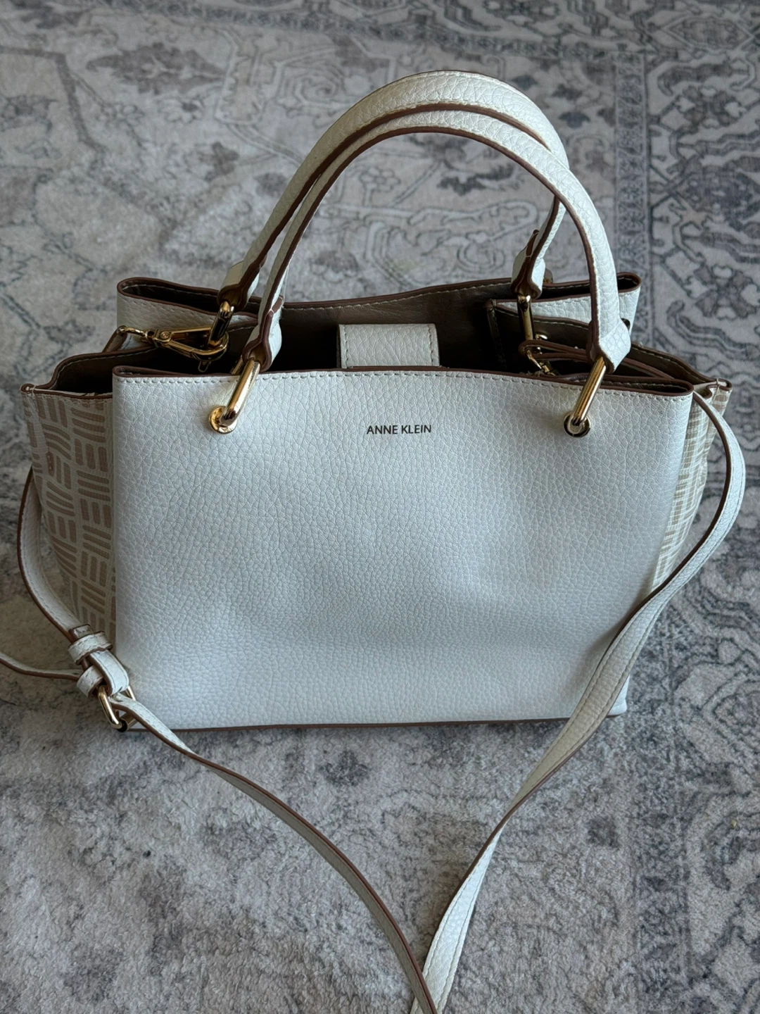 Anne Klein White Leather Satchel Handbag - photo 2