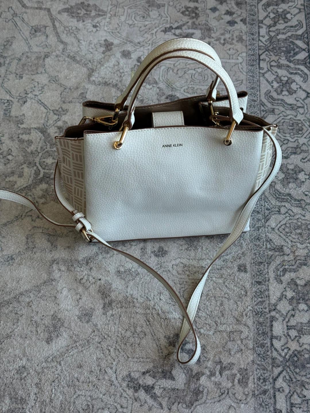 Anne Klein White Leather Satchel Handbag