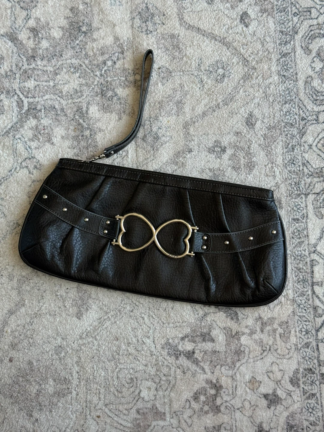 XOXO Black Faux Leather Clutch Wristlet