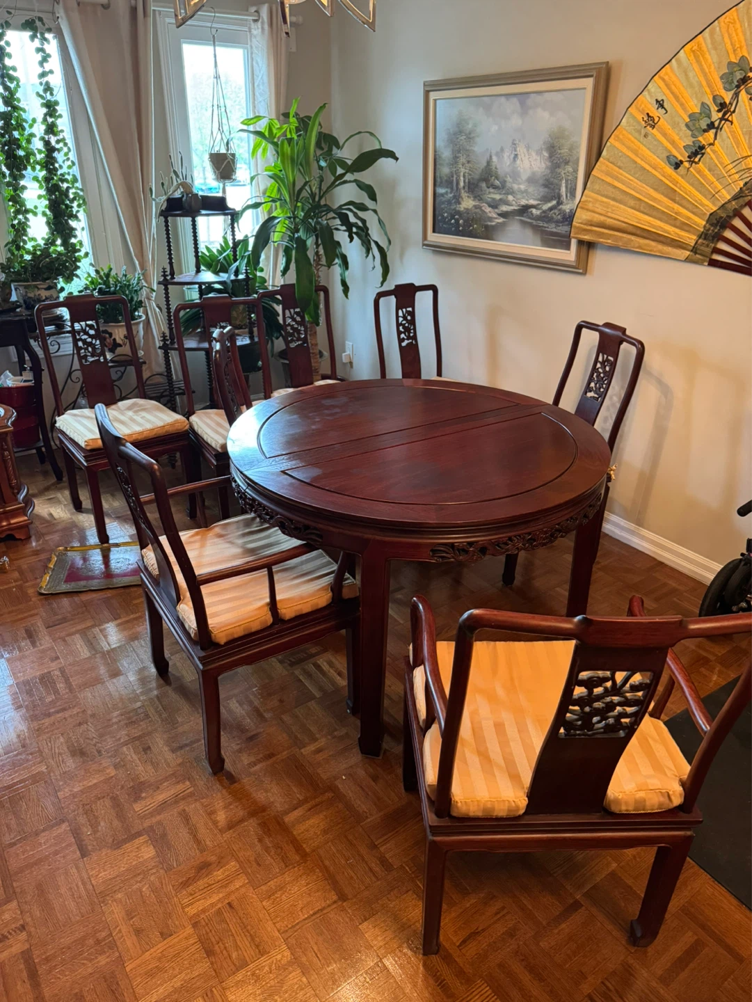 Wooden Dining Table Set with 8 Chairs