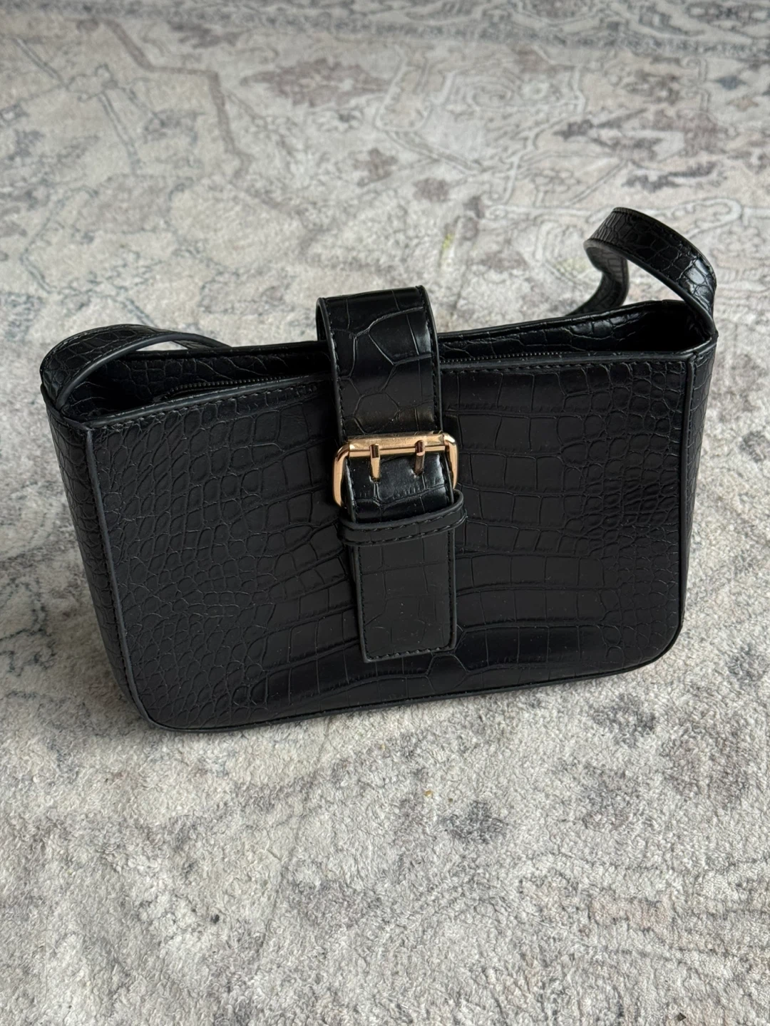 L.A. Express Black Croc Embossed Shoulder Bag - photo 2