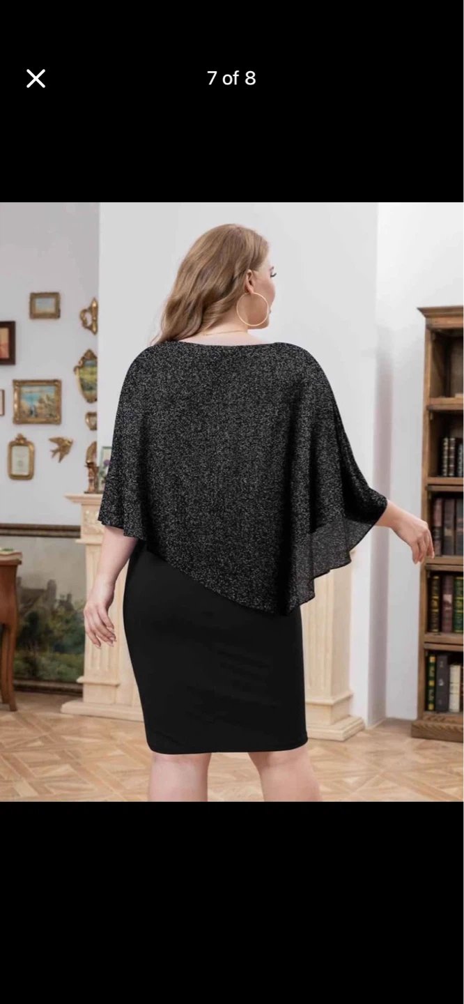 Women's 1X Black Glittery Cape Dress - photo 2