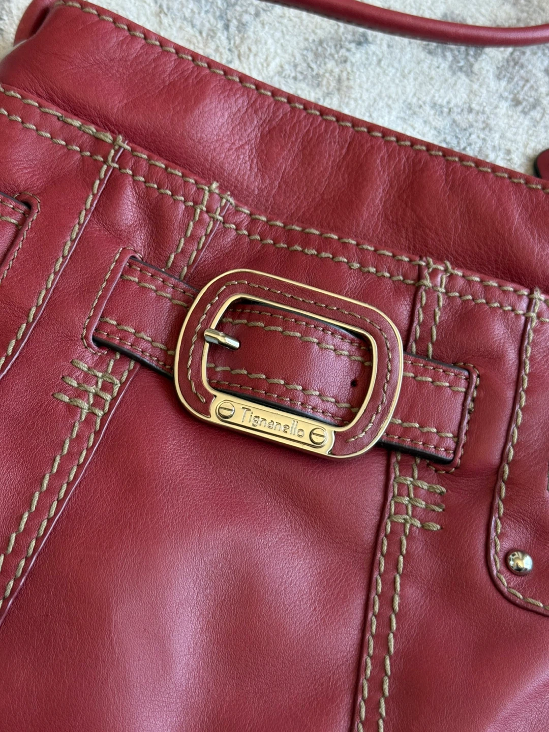 Tignanello Red Leather Crossbody Purse - photo 2