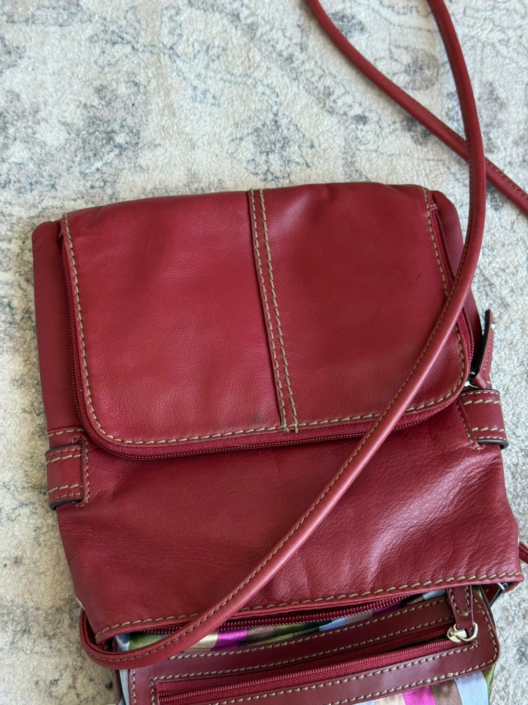Tignanello Red Leather Crossbody Purse - photo 5