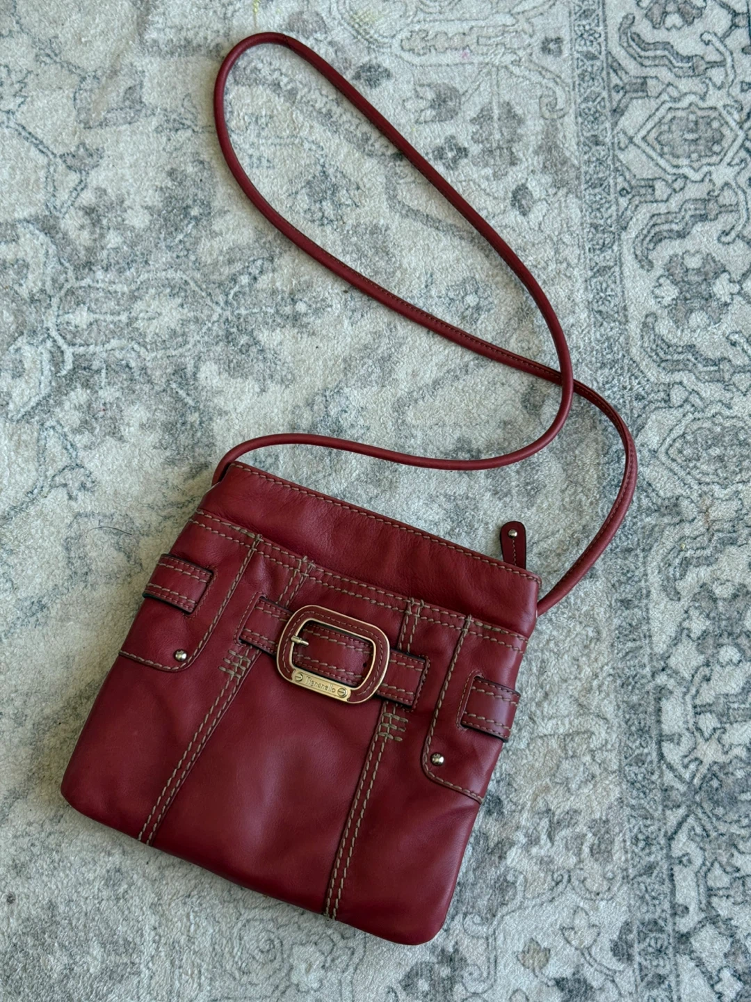 Tignanello Red Leather Crossbody Purse