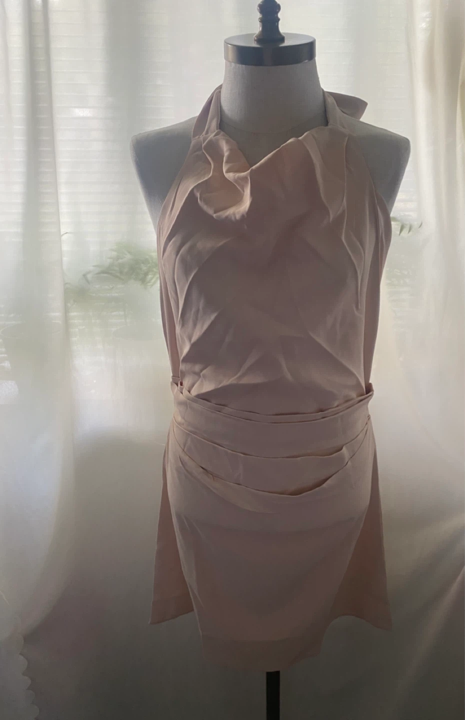 White Halterneck Draped Mini Dress - photo 3