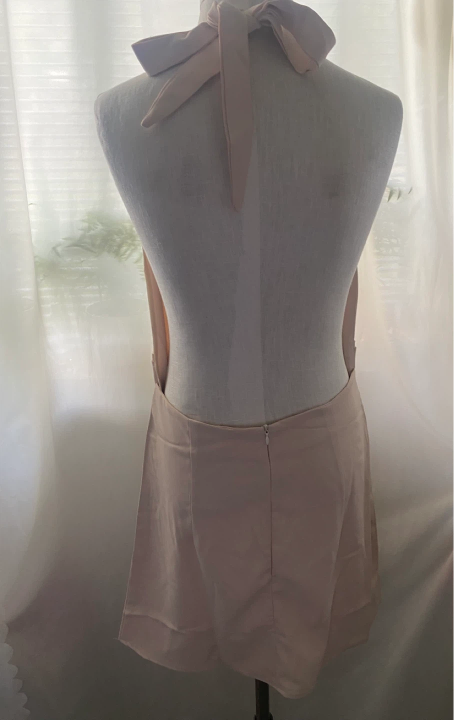White Halterneck Draped Mini Dress - photo 4