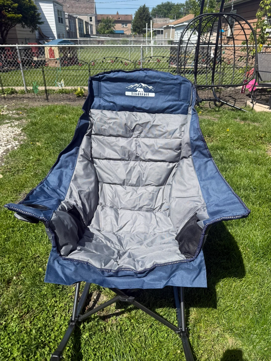 Tisetrail Oversized Padded Rocking Camping Chair - Blue & Gray - photo 2
