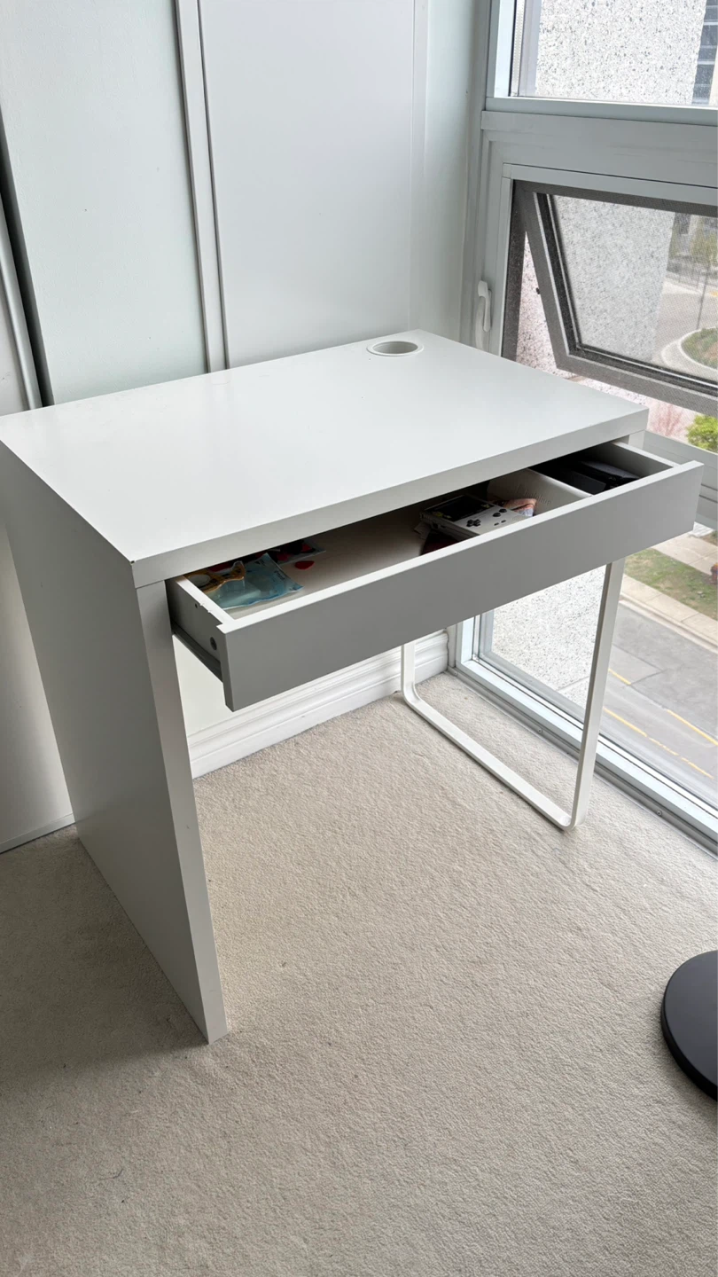 IKEA White Desk with Drawer and Cable Hole - photo 2