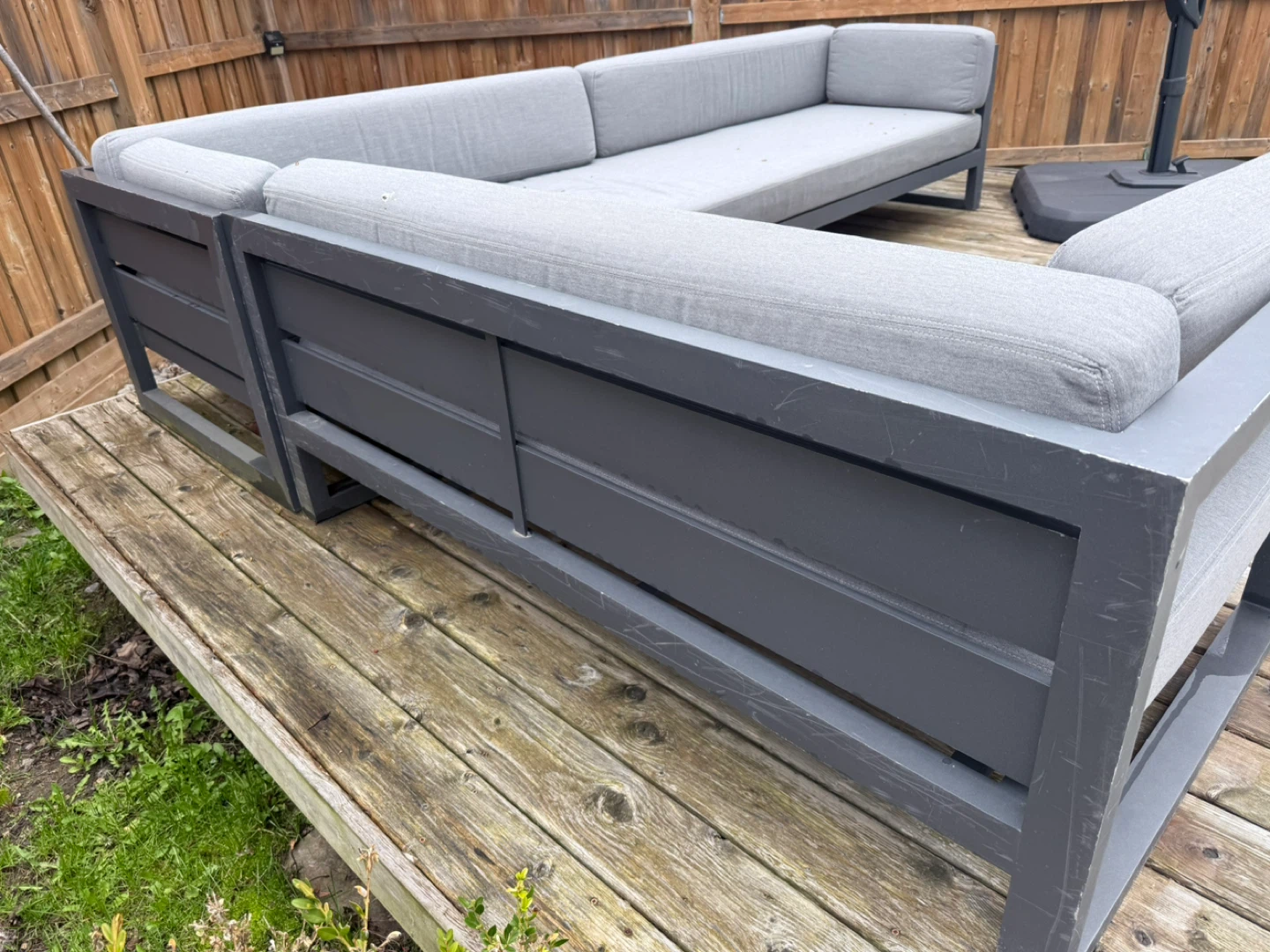 Grey Outdoor Sectional Sofa with Cushions - photo 4